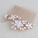 Rose gold cubic zirconia Bridal hair comb - LILY - Treasures by Agnes