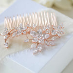 Rose gold cubic zirconia Bridal hair comb - LILY - Treasures by Agnes