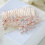 Rose gold cubic zirconia Bridal hair comb - LILY - Treasures by Agnes