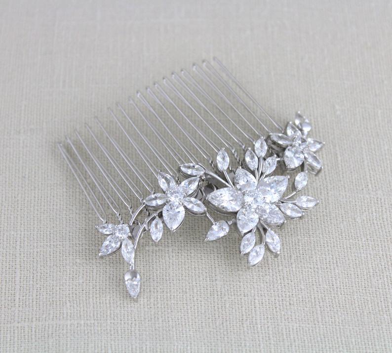 Rose gold cubic zirconia Bridal hair comb - LILY - Treasures by Agnes