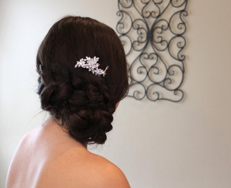 Rose gold cubic zirconia Bridal hair comb - LILY - Treasures by Agnes