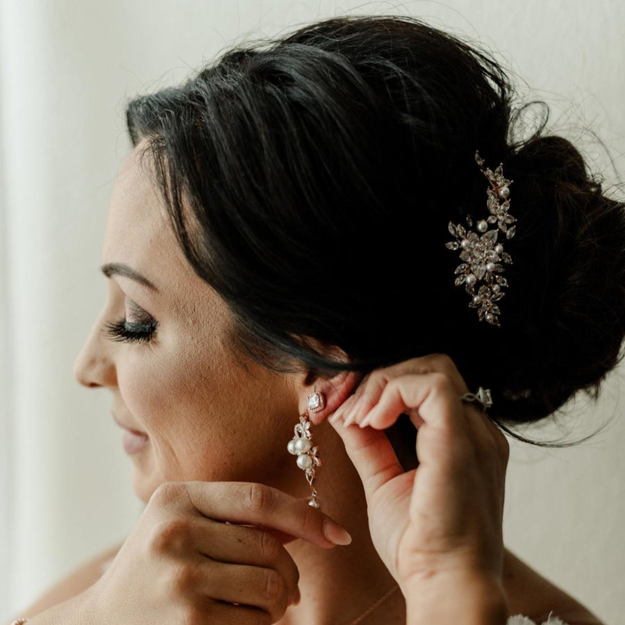 Rose gold cubic zirconia Bridal hair comb - LILY - Treasures by Agnes