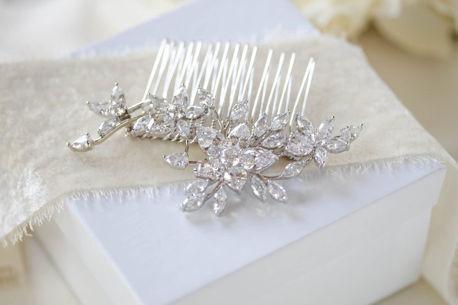Rose gold cubic zirconia Bridal hair comb - LILY - Treasures by Agnes
