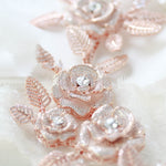 Rose gold Cubic zirconia Floral Bridal hair vine headpiece - INNA