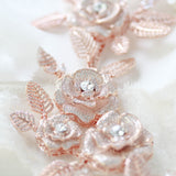 Rose gold Cubic zirconia Floral Bridal hair vine headpiece - INNA