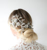 Rose gold Cubic zirconia Floral Bridal hair vine headpiece - INNA