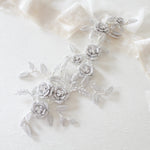 Rose gold Cubic zirconia Floral Bridal hair vine headpiece - INNA