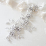 Rose gold Cubic zirconia Floral Bridal hair vine headpiece - INNA