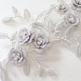Rose gold Cubic zirconia Floral Bridal hair vine headpiece - INNA