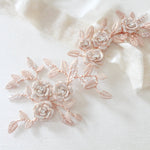Rose gold Cubic zirconia Floral Bridal hair vine headpiece - INNA