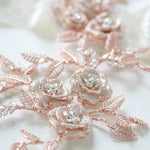 Rose gold Cubic zirconia Floral Bridal hair vine headpiece - INNA
