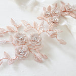Rose gold Cubic zirconia Floral Bridal hair vine headpiece - INNA