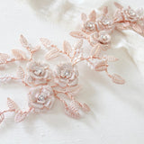 Rose gold Cubic zirconia Floral Bridal hair vine headpiece - INNA