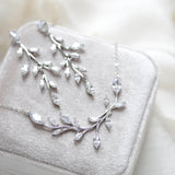 Rose gold Cubic Zirconia Bridal necklace and earring set - APRILLE - Treasures by Agnes