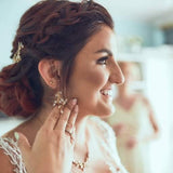 Rose gold Cubic Zirconia Bridal necklace and earring set - APRILLE - Treasures by Agnes