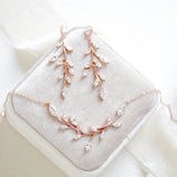Rose gold Cubic Zirconia Bridal necklace and earring set - APRILLE - Treasures by Agnes