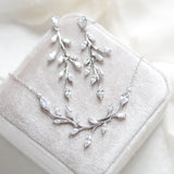 Rose gold Cubic Zirconia Bridal necklace and earring set - APRILLE - Treasures by Agnes