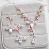 Rose gold Cubic Zirconia Bridal necklace and earring set - LILY - Treasures by Agnes