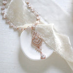 Rose gold cubic zirconia bridal necklace - EMMA - Treasures by Agnes