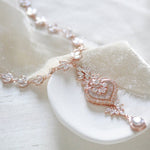 Rose gold cubic zirconia bridal necklace - EMMA - Treasures by Agnes