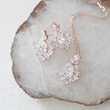 Rose gold cubic zirconia Bridal pendant necklace - KATERI