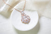 Rose gold cubic zirconia Bridal pendant necklace - KATERI