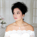 Rose gold cubic zirconia Bridal pendant necklace - KATERI
