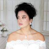 Rose gold cubic zirconia Bridal pendant necklace - KATERI