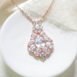 Rose gold cubic zirconia Bridal pendant necklace - KATERI