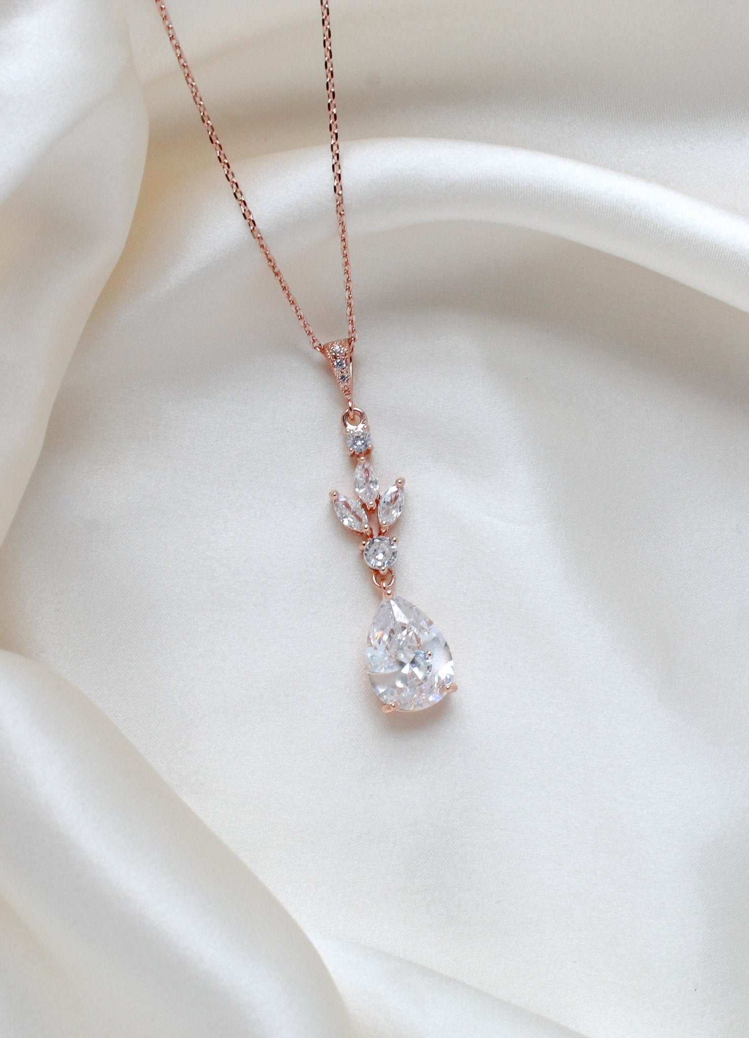 Rose gold Cubic Zirconia Bridal or Bridesmaid jewelry set - LAUREN - Treasures by Agnes