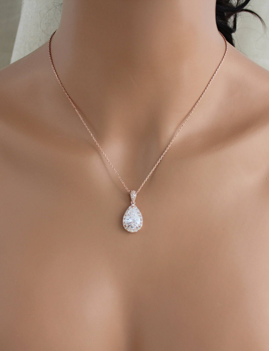 Rose gold cubic zirconia Bridal or Bridesmaid jewelry set - NORAH - Treasures by Agnes