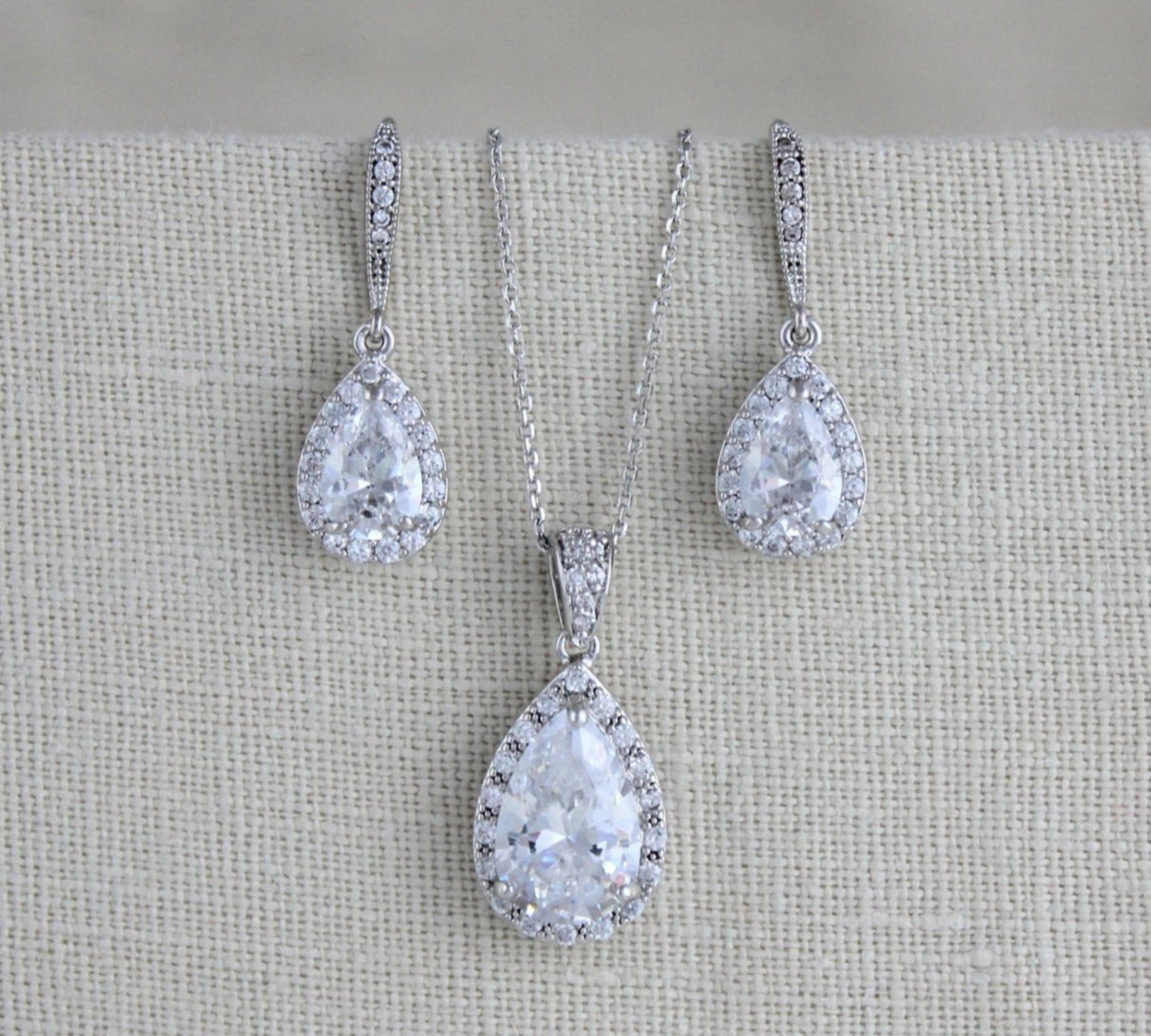 Rose gold cubic zirconia Bridal or Bridesmaid jewelry set - NORAH - Treasures by Agnes