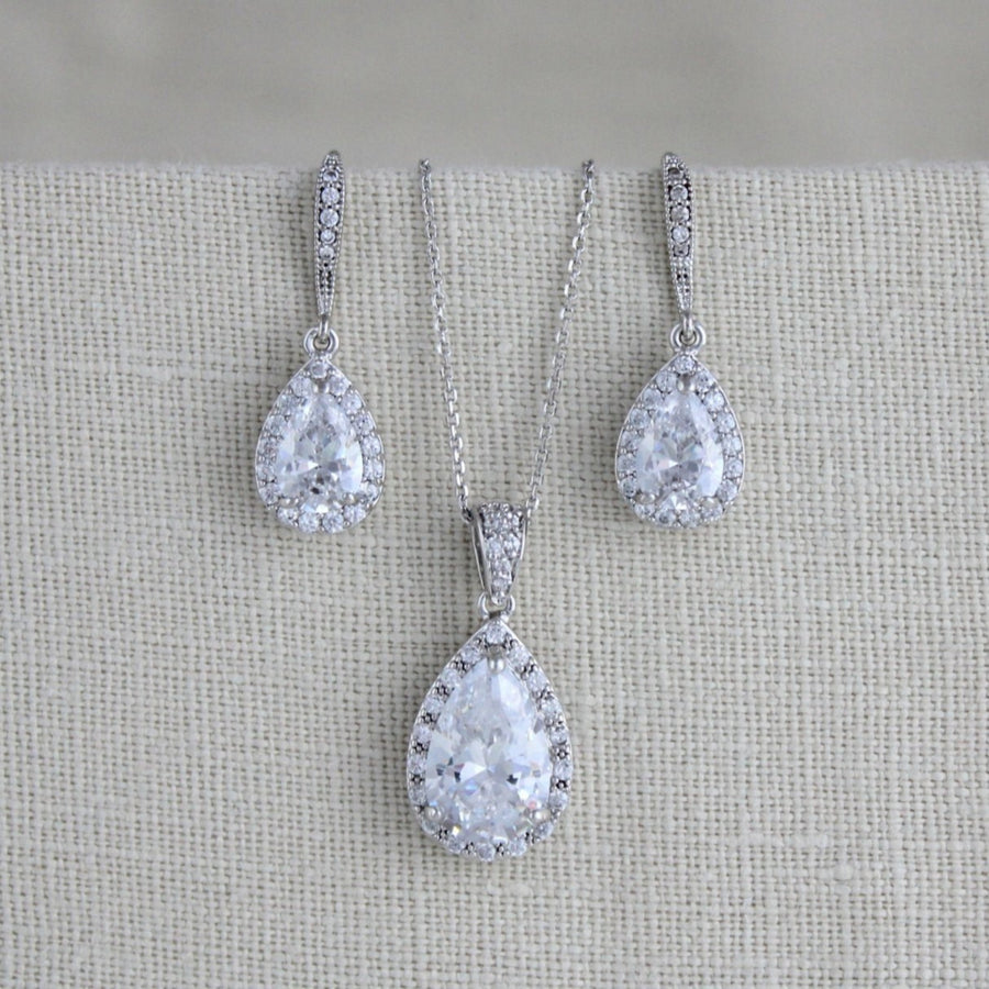 Rose gold cubic zirconia Bridal or Bridesmaid jewelry set - NORAH - Treasures by Agnes