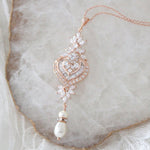 Rose gold Cubic Zirconia Bridal pendant necklace - EMMA - Treasures by Agnes