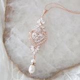 Rose gold Cubic Zirconia Bridal pendant necklace - EMMA - Treasures by Agnes