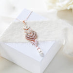 Rose gold Cubic Zirconia Bridal pendant necklace - EMMA - Treasures by Agnes