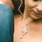 Rose gold Cubic Zirconia Bridal pendant necklace - EMMA - Treasures by Agnes