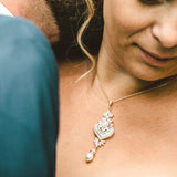 Rose gold Cubic Zirconia Bridal pendant necklace - EMMA - Treasures by Agnes