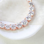 Rose gold cubic zirconia bridal tennis necklace - SOPHIE - Treasures by Agnes