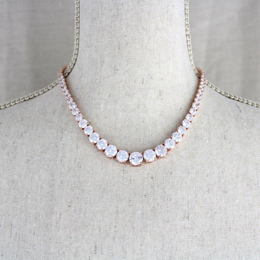 Pink Rose Gold CZ Diamond Necklace