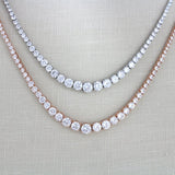 Rose gold cubic zirconia bridal tennis necklace - SOPHIE - Treasures by Agnes