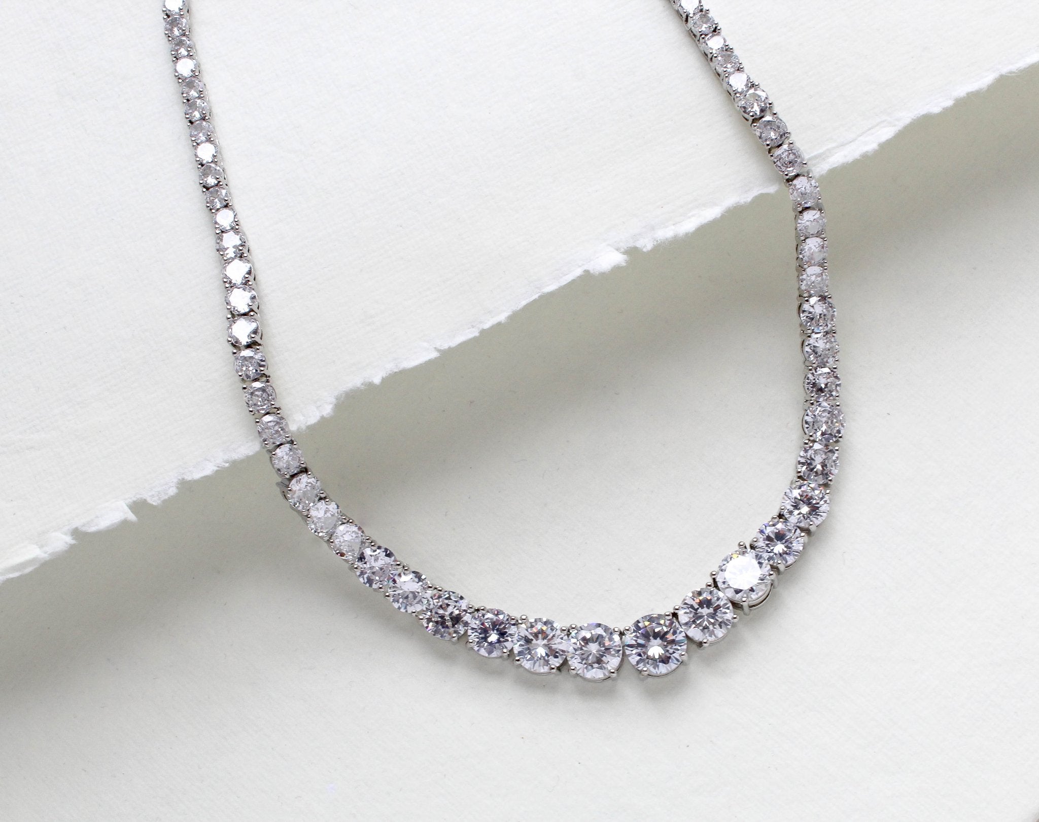 Rose gold cubic zirconia bridal tennis necklace - SOPHIE - Treasures by Agnes