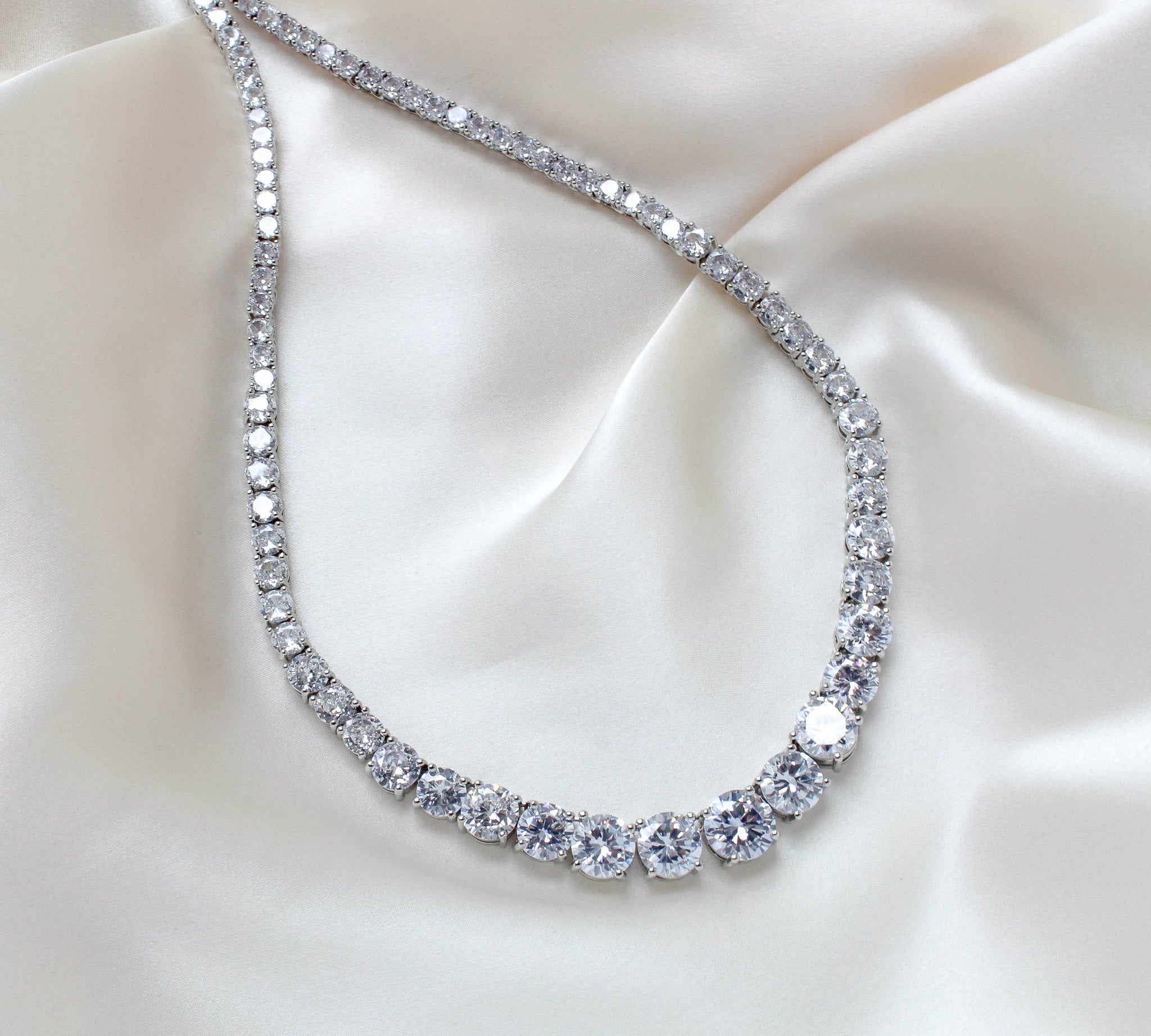 Rose gold cubic zirconia bridal tennis necklace - SOPHIE - Treasures by Agnes