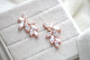 Rose gold cubic zirconia cluster stud bridal earrings- Heidi - Treasures by Agnes