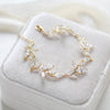 Rose gold cubic zirconia cuff bracelet for bride - APRILLE - Treasures by Agnes