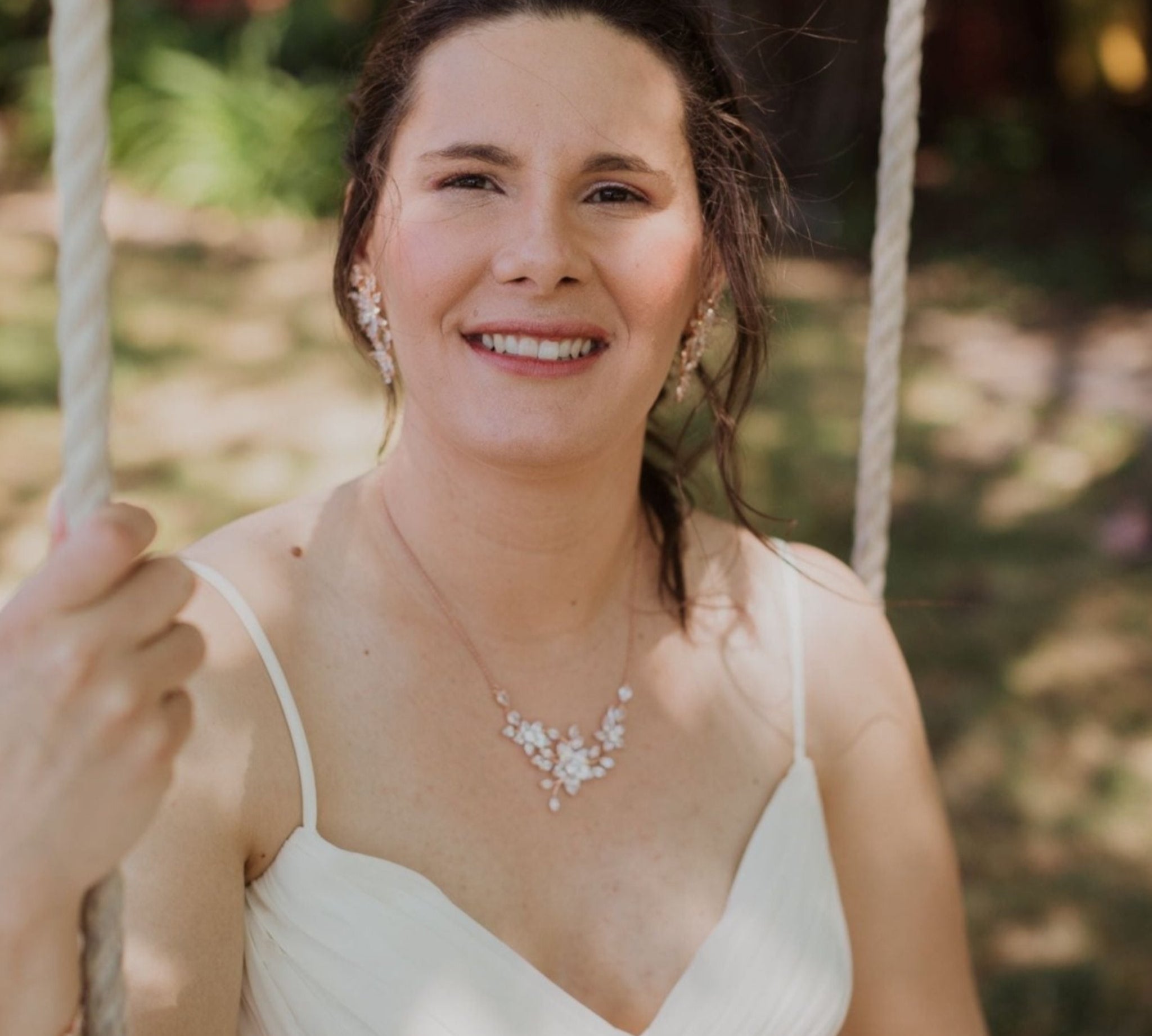 Rose gold cubic zirconia floral Bridal necklace - LILY - Treasures by Agnes