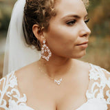 Rose gold Cubic Zirconia Hoop Bridal earrings - VALERIE - Treasures by Agnes