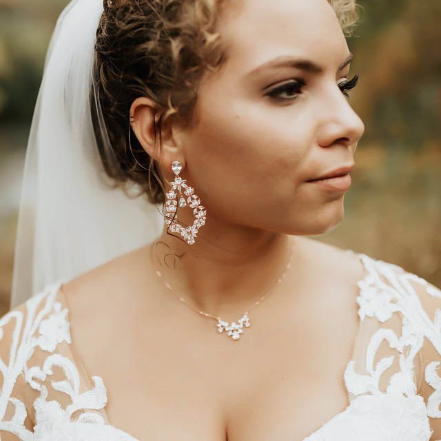 Rose gold Cubic Zirconia Hoop Bridal earrings - VALERIE - Treasures by Agnes