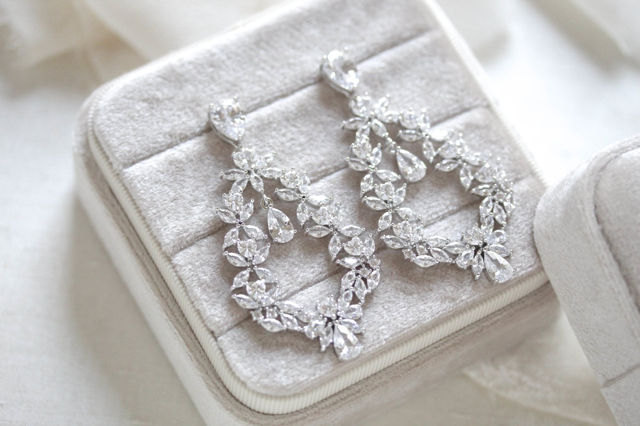 Rose gold Cubic Zirconia Hoop Bridal earrings - VALERIE - Treasures by Agnes