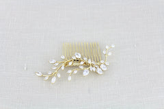 Rose gold Cubic Zirconia leaf vine Bridal hair comb - APRILLE - Treasures by Agnes